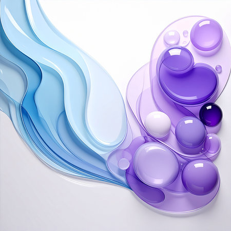 abstract background with blue and purple water drops. Vector illustration.の素材