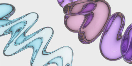 Abstract 3d rendering of wavy shape. Modern background for banner, poster, cover design.の素材