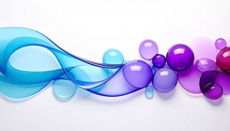 abstract background with blue and purple glass balls. 3d illustrationの素材