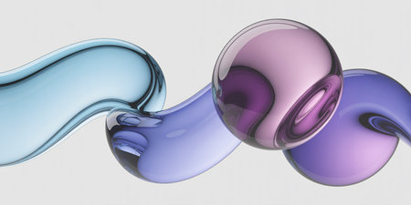 Abstract 3d rendering of plastic waves background. Reflective surface.の素材