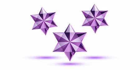 vector polygonal stars on a white background. 3d illustrationの素材