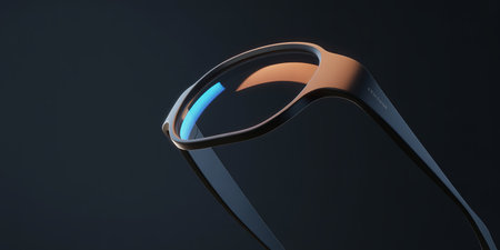 3d rendering of glasses on dark background. Glasses mockup.の素材