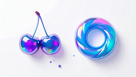 Cherry on a white background. 3d rendering, 3d illustration.の素材