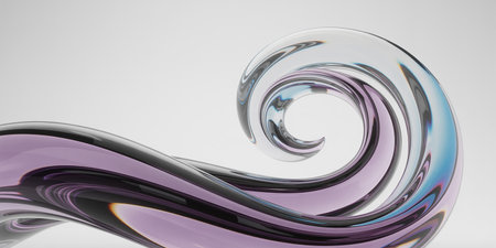 3d render, abstract background, purple glass waves, flowing liquidの素材
