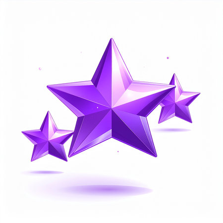 Vector illustration of a purple star on a white background with shadow.の素材