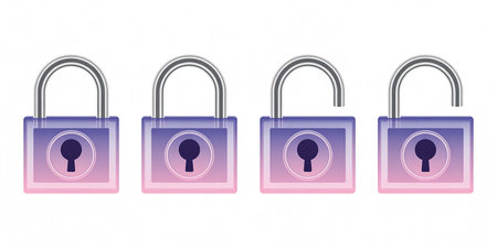 Set of padlock icons isolated on white background. Vector illustration.の素材