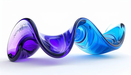 3d render of abstract blue glass waves. Computer generated image.の素材