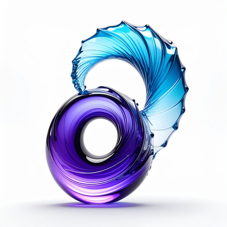 Abstract 3d rendering of blue and purple liquid shape isolated on white background.の素材