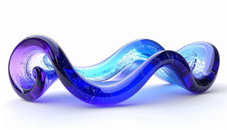 Abstract blue water wave on white background. 3d render illustration.の素材