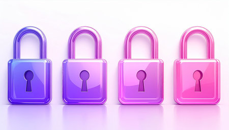 Set of padlock icons on a white background. Vector illustration.の素材