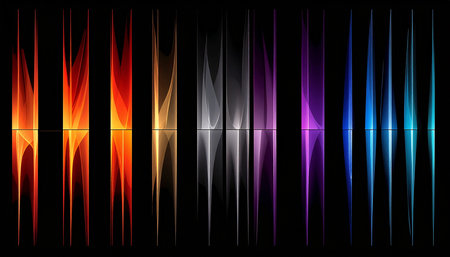 Colorful lines on a dark background. Vector illustration for your designの素材