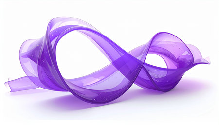 purple ribbon on a white background. 3d rendering. computer generated imageの素材