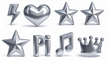 Silver 3d star rating symbols. Vector illustration on white background.の素材