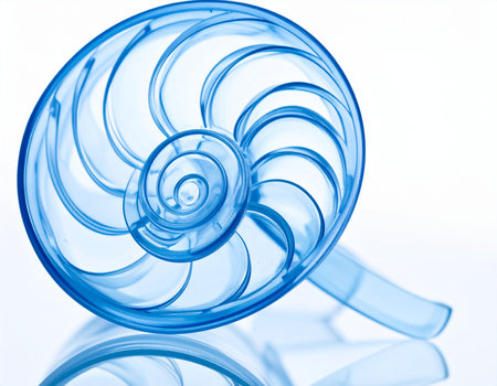 Spiral shell on white background, close-up, macroの素材