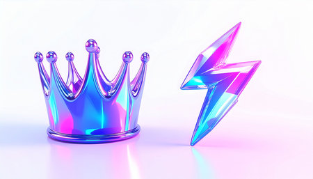 3D rendering of a crown with an arrow pointing to the rightの素材