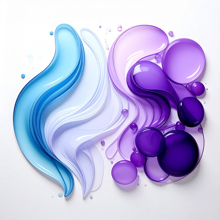 abstract background with blue and purple liquid splashes, vector illustrationの素材