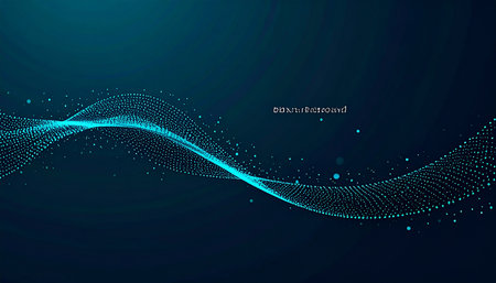 Abstract vector particles wave background. Futuristic technology style. Elegant background for business presentations.の素材