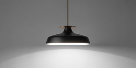 3d rendering of a black ceiling lamp on a white background.の素材