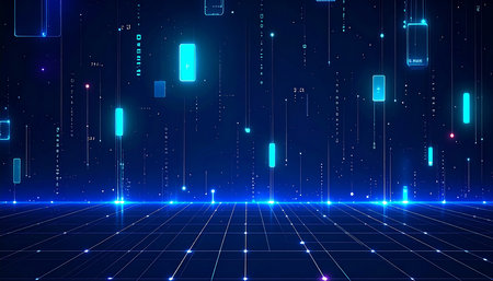 Abstract technology background. Futuristic interface with HUD elements. Vector illustration.の素材