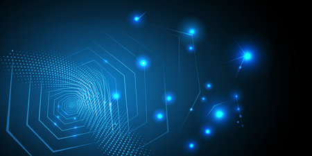 Glowing abstract wave on dark, shiny motion, magic space light. Vector techno abstract backgroundの素材