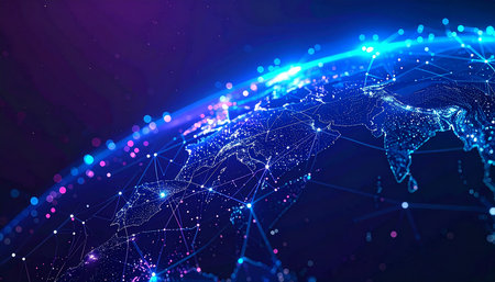 Global network connection. 3D illustration. Globalization and technology concept.の素材