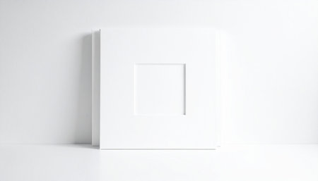 White picture frame mockup on white wall. 3D rendering illustrationの素材