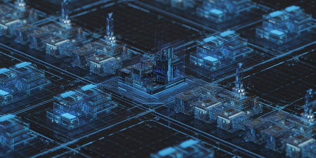 Circuit board futuristic background. 3d rendering, 3d illustration.の素材