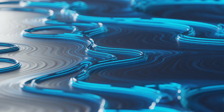 Abstract 3d rendering of wavy surface. Creative design background.の素材