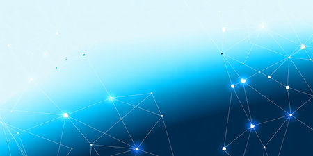 Abstract blue background with connecting dots and lines. Network connection structure.の素材