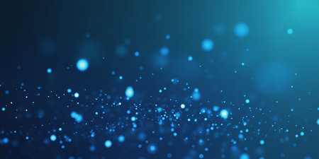abstract blue bokeh background with particles. 3d renderingの素材