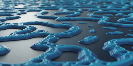 Abstract 3d rendering of plastic waves background. Reflective surface pattern.の素材