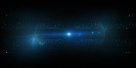 Futuristic technology wave background design with lights effects. Vector illustrationの素材