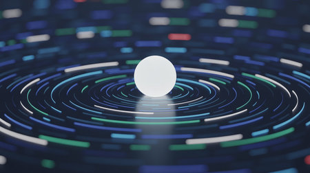 3d rendering of abstract technology background with glowing circle. Futuristic shape.の素材