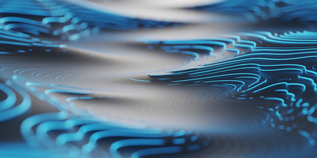 Abstract 3d rendering of wavy surface. Bokeh background.の素材