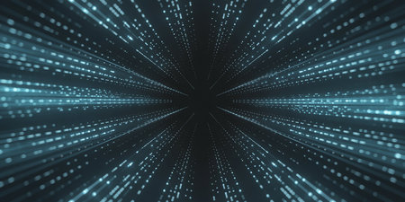 Abstract digital background with particles and lines. 3d rendering, 3d illustration.の素材