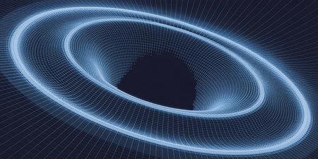 abstract blue background with waves and lines, 3d render illustrationの素材