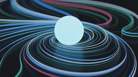 3d rendering of abstract background with neon light. Glowing spiral shape.の素材