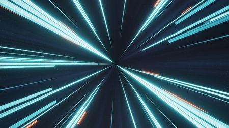 3d rendering of abstract geometric shape with neon lights. Futuristic background.の素材