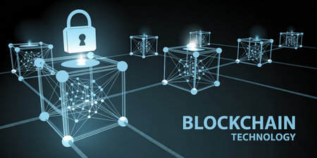 Blockchain technology concept. Abstract 3d rendering of blockchain technology.の素材