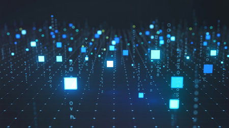 Digital binary code abstract background. Big data and technology concept. 3D Renderingの素材