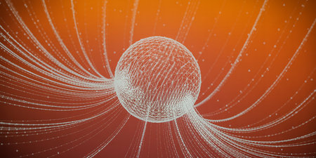 Abstract polygonal space low poly dark background with connecting dots and lines. Connection structure. 3d renderingの素材