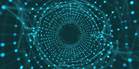 Abstract background with connecting dots and lines. Connection structure. Big data visualization.の素材