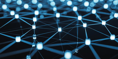 Network connection structure. Technology background. 3d rendering toned imageの素材