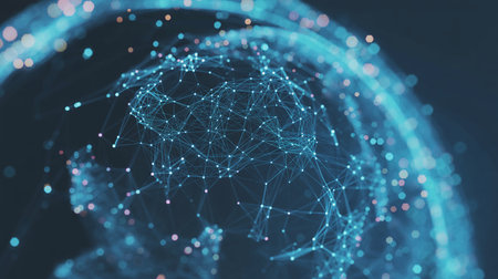 Abstract polygonal space low poly dark background with connecting dots and lines. Connection structure. 3d renderingの素材