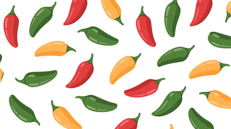 Seamless pattern with chili peppers. Vector illustration in flat style.の素材