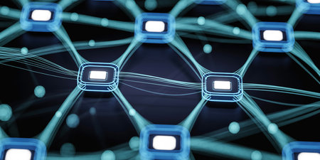 3d rendering of abstract network on a dark background. 3d illustrationの素材