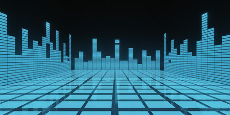 3d illustration of abstract background with blue equalizer, digital equalizerの素材