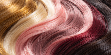 highlight hair texture abstract fashion style background of multicolored hairの素材