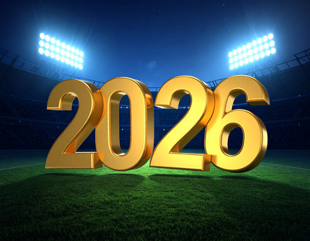 a soccer field under spotlights. 3D illustrationの素材