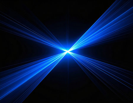 Abstract blue rays on black background, computer generated abstract background, 3D renderingの素材